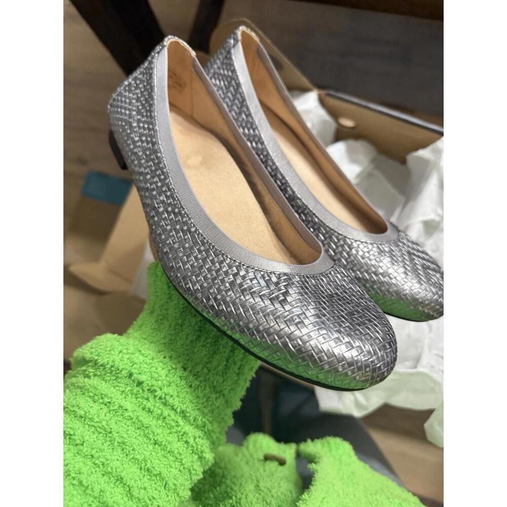 Vionic Silver Woven Ballet Flats